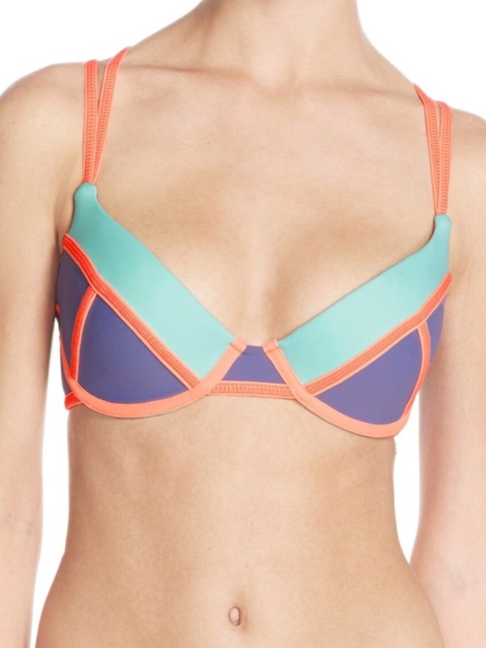 Maaji / Sz Med / Colorblock Underwire Bikini Top in Mint, Lavender & Coral